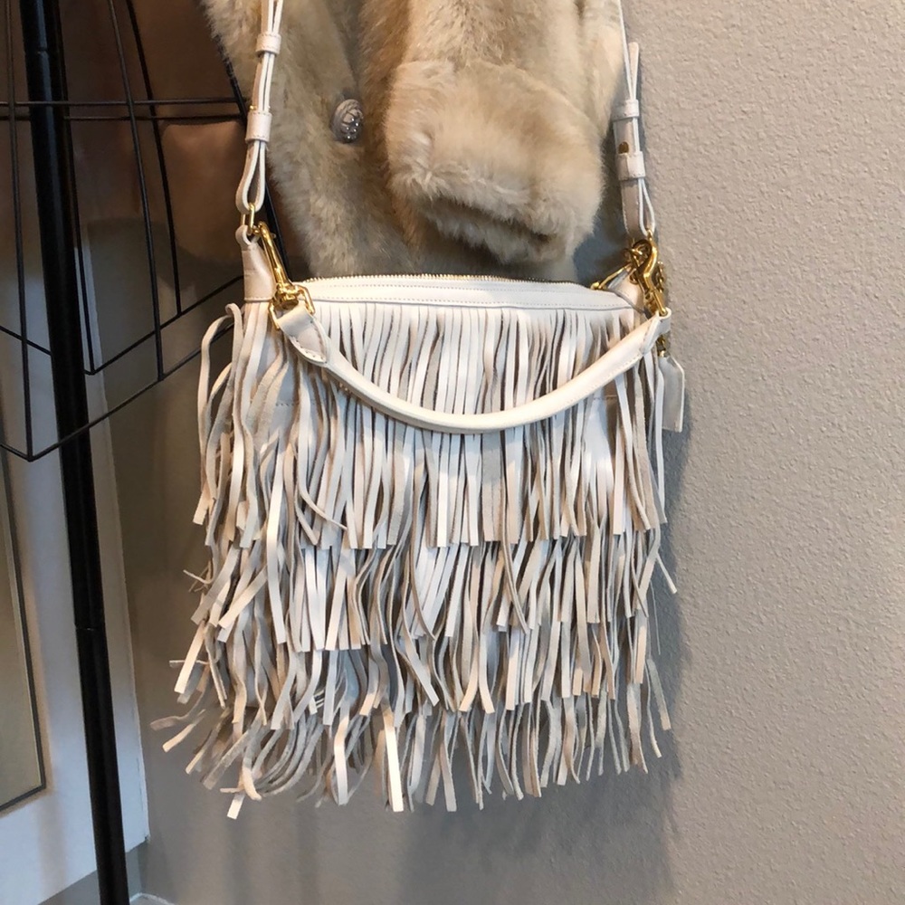 Saint Laurent Cream Fringe Crossbody Bag - Picture 3 of 6